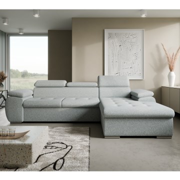 Αναδιπλούμενος γωνιακός καναπές-κρεβάτι σε σχήμα L με αποθηκευτικό χώρο PADUA, γκρι, δεξιά