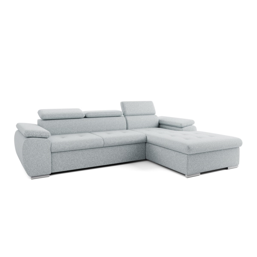 Αναδιπλούμενος γωνιακός καναπές-κρεβάτι σε σχήμα L με αποθηκευτικό χώρο PADUA, γκρι, δεξιά