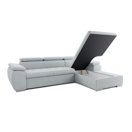 Αναδιπλούμενος γωνιακός καναπές-κρεβάτι σε σχήμα L με αποθηκευτικό χώρο PADUA, γκρι, δεξιά