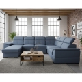 Αναδιπλούμενος γωνιακός καναπές-κρεβάτι σε σχήμα U με αναστρέψιμη γωνία και αποθηκευτικό χώρο GRANADA μπλε
