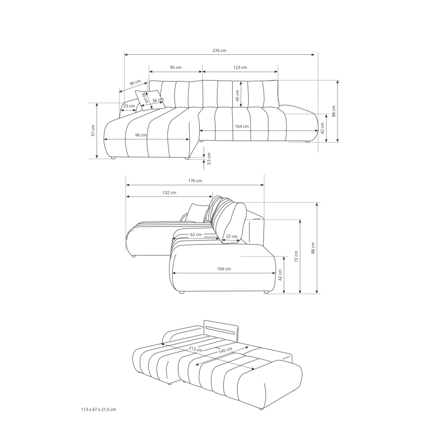 Αναδιπλούμενος γωνιακός καναπές-κρεβάτι με αποθηκευτικό χώρο σε σχήμα L DESIO, δεξιά, μπεζ