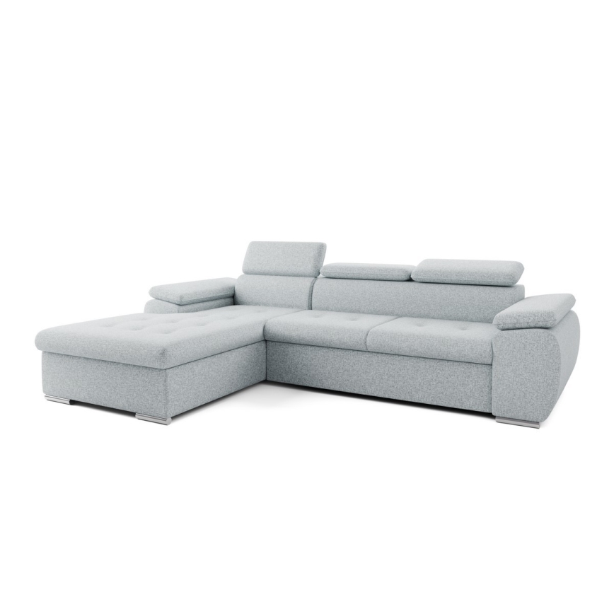 Αναδιπλούμενος γωνιακός καναπές σε σχήμα L με αποθηκευτικό χώρο PADUA — γκρι, αριστερή διάταξη