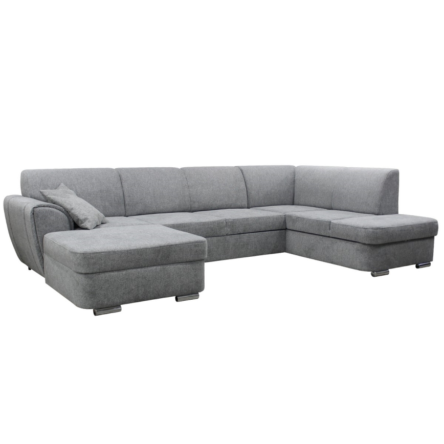 Αναδιπλούμενος γωνιακός καναπές σε σχήμα U με αποθηκευτικό χώρο SERPA, δεξιά, γκρι