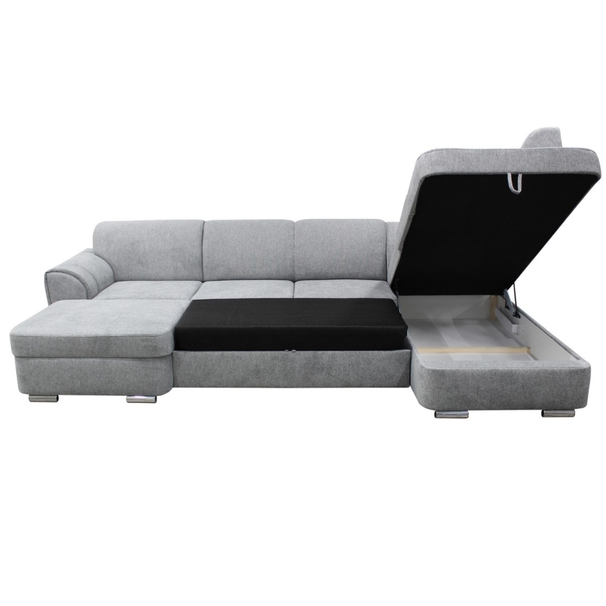 Αναδιπλούμενος γωνιακός καναπές σε σχήμα U με αποθηκευτικό χώρο SERPA, δεξιά, γκρι