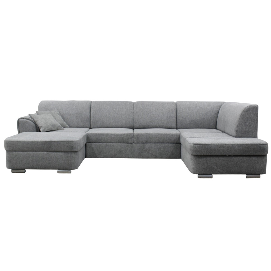 Αναδιπλούμενος γωνιακός καναπές σε σχήμα U με αποθηκευτικό χώρο SERPA, δεξιά, γκρι