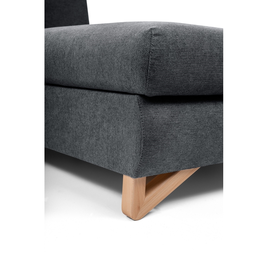 Γωνιακός επενδεδυμένος καναπές-κρεβάτι AVESTA σε σχήμα L με αποθηκευτικό χώρο, δεξιά, ανθρακί