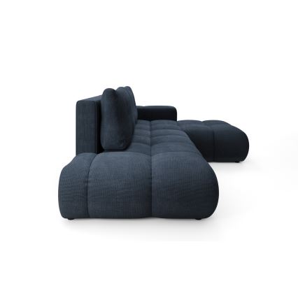 Γωνιακός καναπές-κρεβάτι ALMADA, επενδυμένος, σε σχήμα L, δεξιά, μπλε, με αποθηκευτικό χώρο
