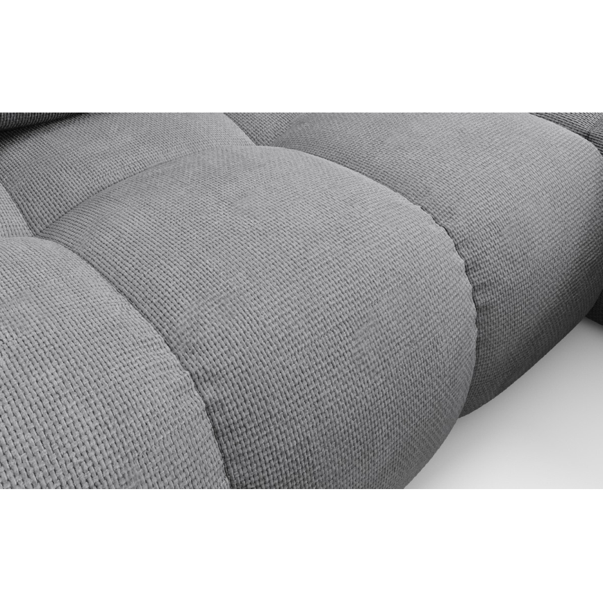 Γωνιακός επενδυμένος καναπές-κρεβάτι ALMADA σε σχήμα L, δεξιά, γκρι, με αποθηκευτικό χώρο