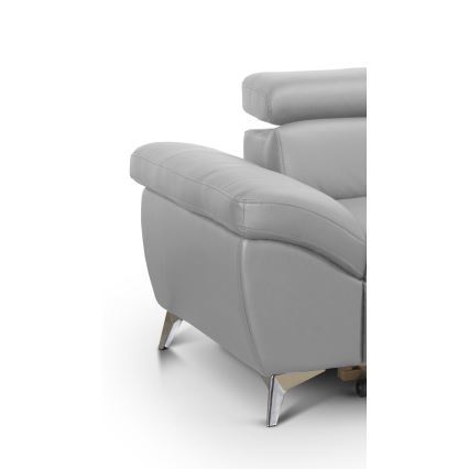 Αναδιπλούμενος γωνιακός δερμάτινος καναπές σε σχήμα L SALERNO II δεξιά γκρι