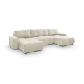 Αναδιπλούμενος επενδυμένος καναπές σε σχήμα U με αποθηκευτικό χώρο ALMADA, μπεζ