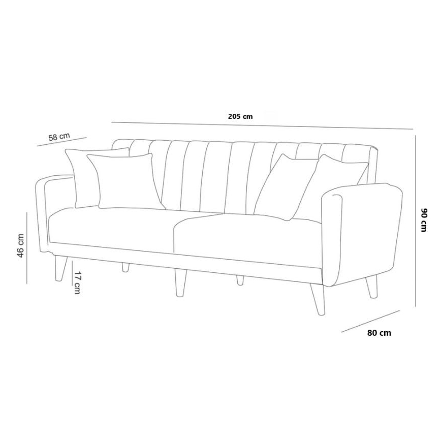 Αναδιπλούμενος διθέσιος καναπές-κρεβάτι KITO σε σκούρο γκρι