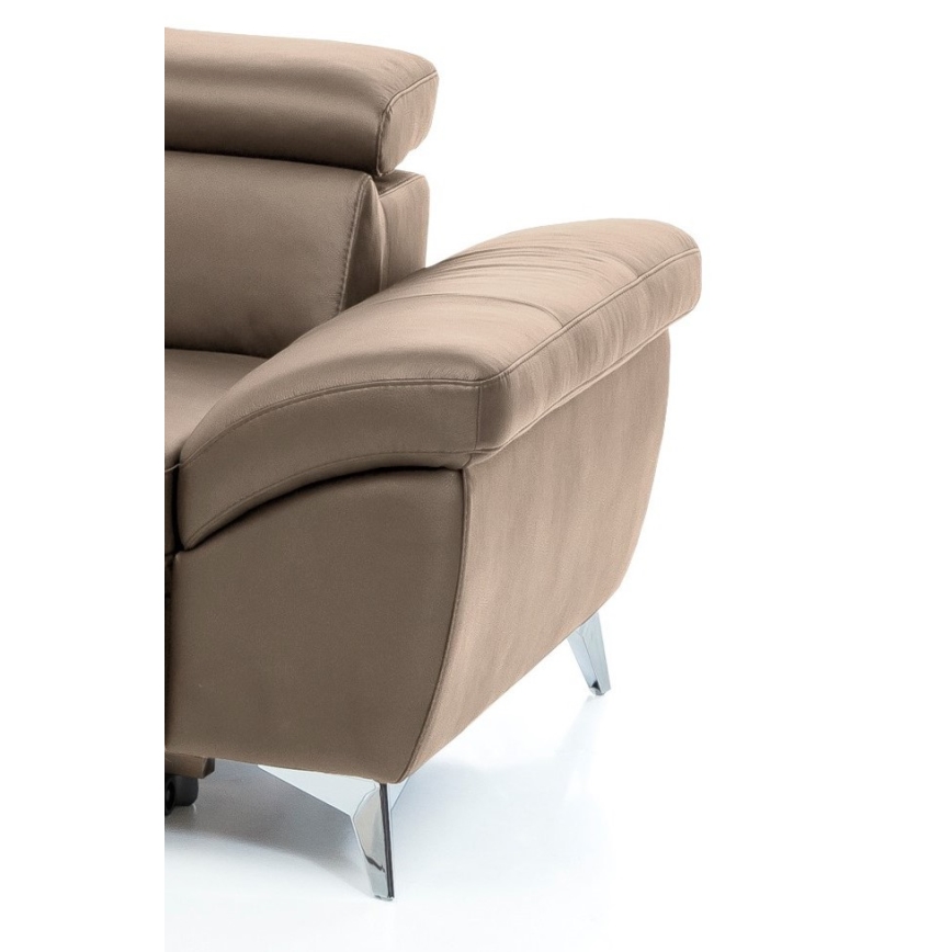 Αναδιπλούμενος γωνιακός δερμάτινος καναπές σε σχήμα L SALERNO II αριστερή πλευρά καφέ