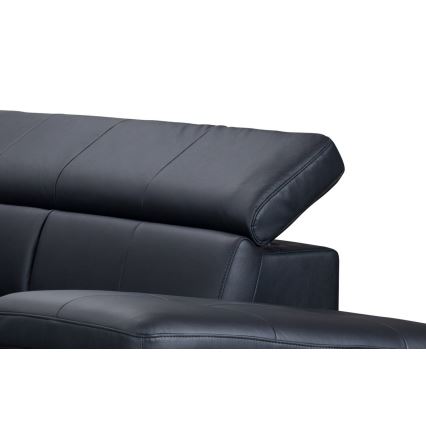 Αναδιπλούμενος γωνιακός δερμάτινος καναπές σε σχήμα L SALERNO II δεξιά, μαύρος