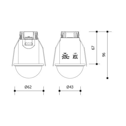 Αισθητήρας κίνησης και λυκόφωτος για ψευδοροφή 360° 1200W/230V IP54 λευκός