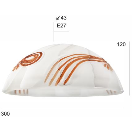 Ανταλλακτικό γυαλί για πολυέλαιο SFERA E27 120x300 mm λευκό/πορτοκαλί