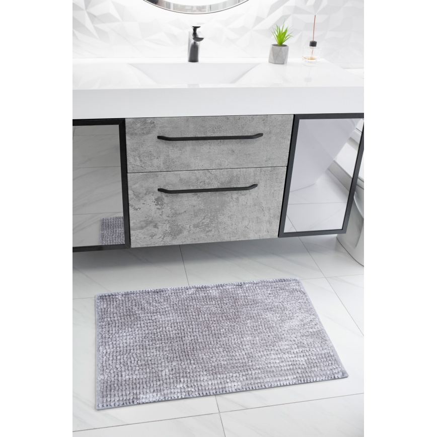 Αντιολισθητικό χαλάκι μπάνιου CHENILLE 50x80 cm ανοιχτό γκρι