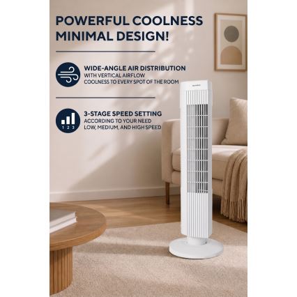 Ανεμιστήρας τύπου πύργου 50W/230V 74,5 cm λευκός