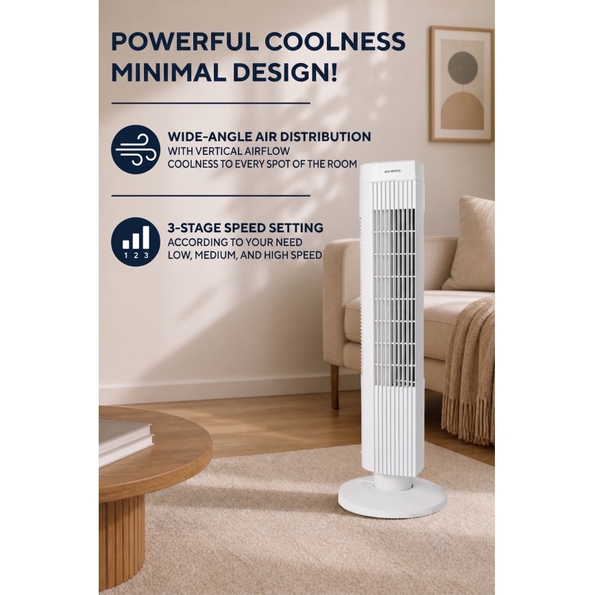 Ανεμιστήρας τύπου πύργου 50W/230V 74,5 cm λευκός