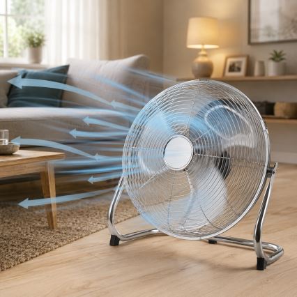 Ανεμιστήρας δαπέδου 140W/230V, διάμετρος 45 cm, γυαλιστερό χρώμιο