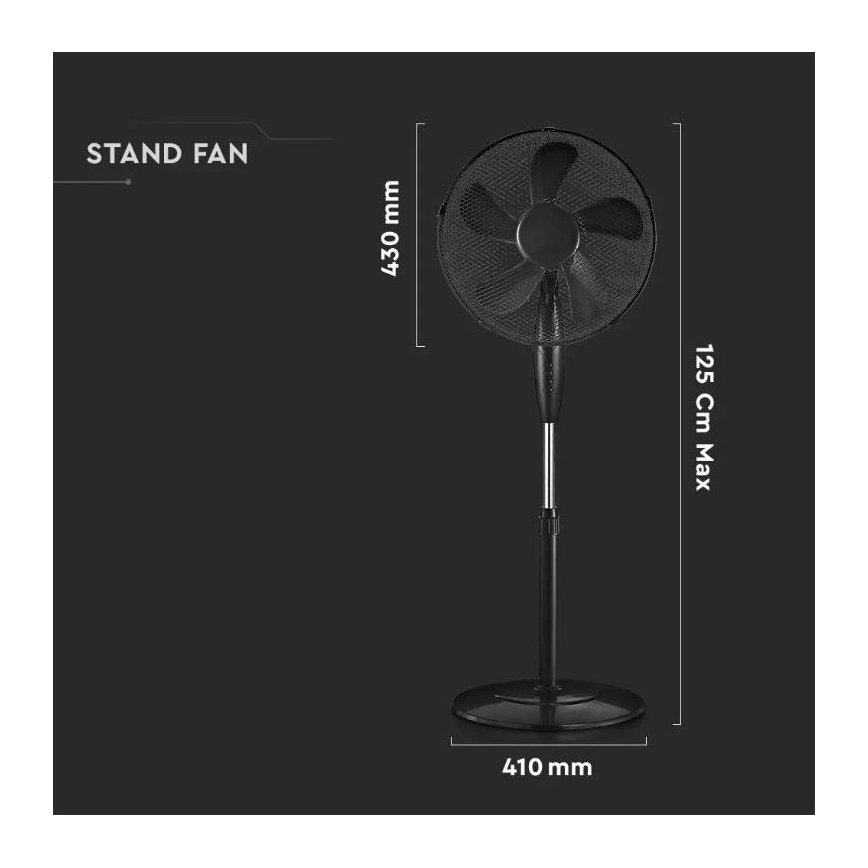 Ανεμιστήρας δαπέδου, διάμετρος 43 cm, 55W/230V, μαύρος