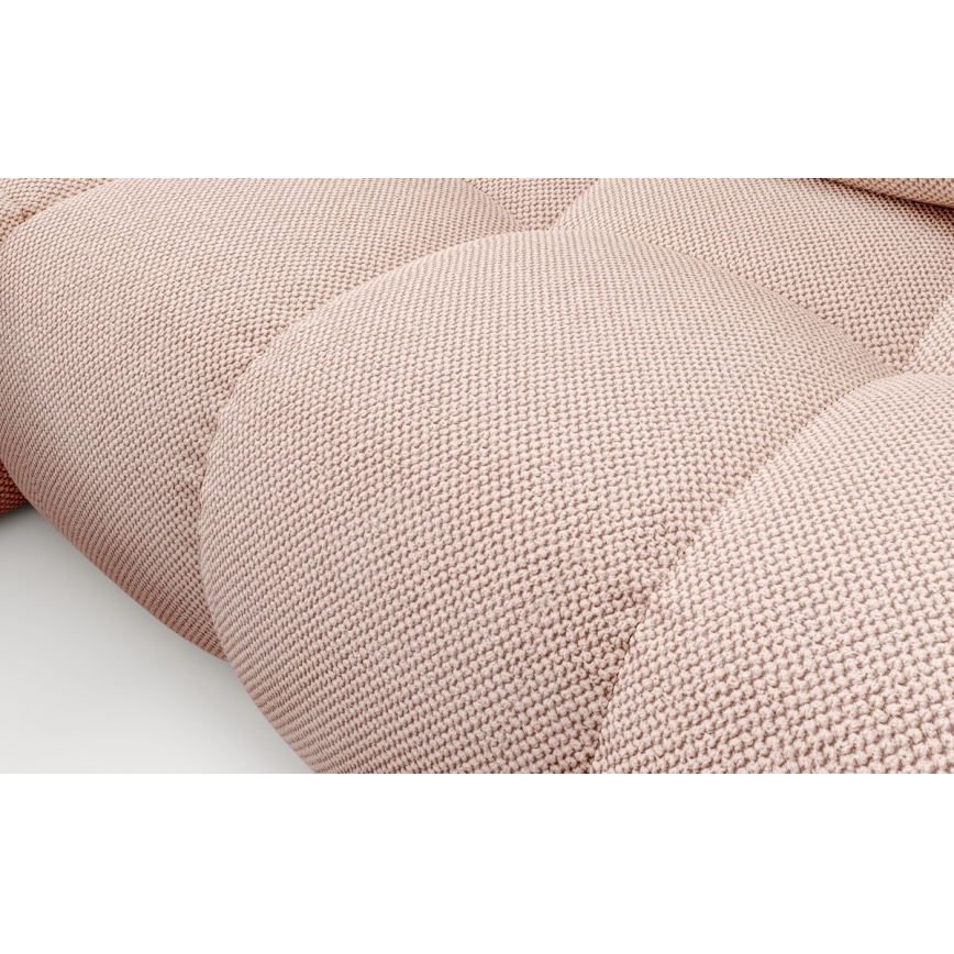 Πτυσσόμενος γωνιακός υφασμάτινος καναπές-κρεβάτι ALMADA σε σχήμα L, αριστερή έκδοση, ροζ, με αποθηκευτικό χώρο