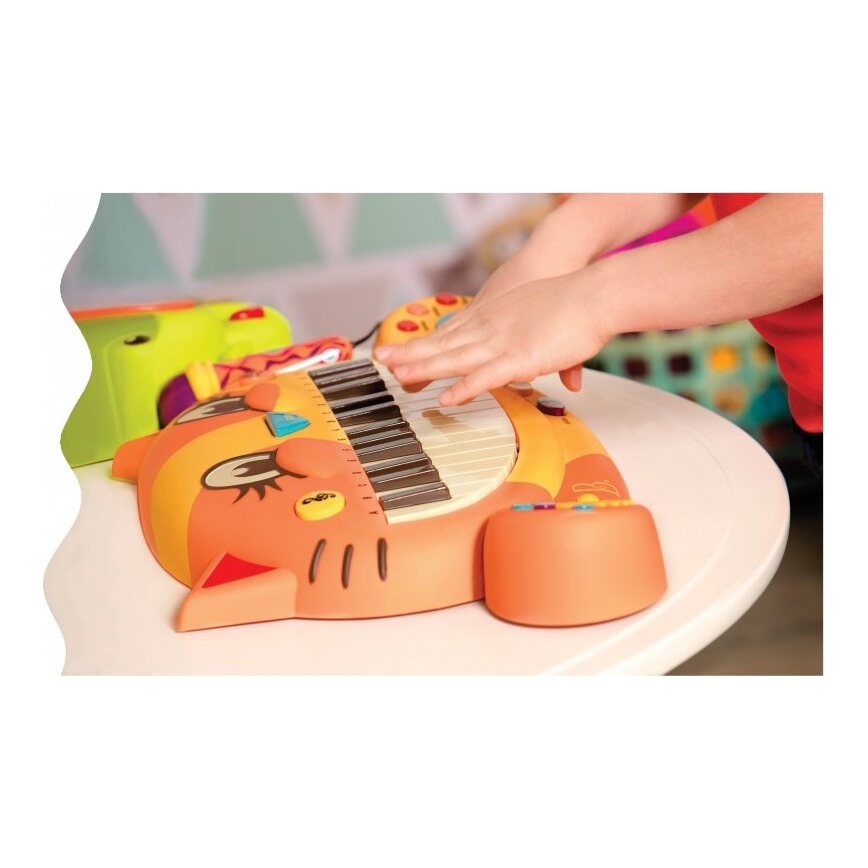 B-Toys - Παιδικό πιάνο με μικρόφωνο Cat 4xAA