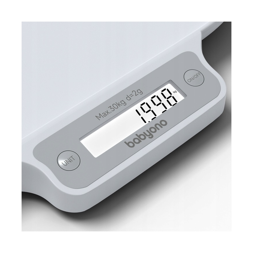 BabyOno - Ηλεκτρονική ζυγαριά για παιδιά έως 30 kg, λειτουργία με 3xAAA