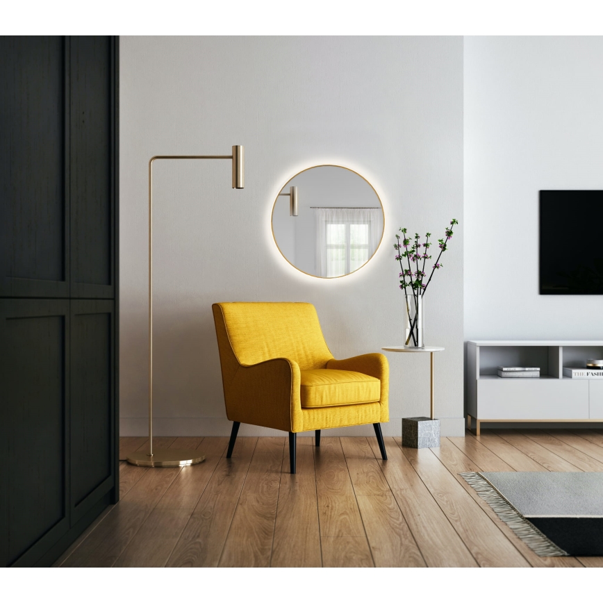 Baltica Design - Επιτοίχιος καθρέφτης μπάνιου LED με ενσωματωμένο φωτισμό BRIGHT LED/15W/230V 3000K Ø 80 cm IP65 σε χρυσό