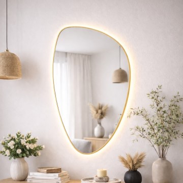 Baltica Design - LED καθρέφτης τοίχου για μπάνιο με ενσωματωμένο φωτισμό STONE FLUID LED/15W/230V 4500K 92x55 cm IP65 χρυσός