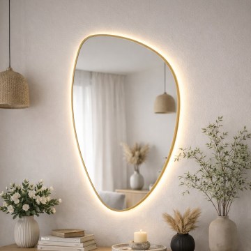 Baltica Design - LED καθρέφτης τοίχου μπάνιου με ενσωματωμένο φωτισμό STONE FLUID LED/15W/230V 2700K 92x55 cm IP65 χρυσός