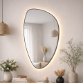Baltica Design - Επιτοίχιος καθρέφτης μπάνιου LED με ενσωματωμένο φωτισμό STONE FLUID LED/15W/230V 2700K 92x55 cm IP65 μαύρος