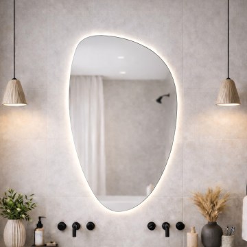 Baltica Design - Επιτοίχιος καθρέφτης μπάνιου LED με ενσωματωμένο φωτισμό STONE FLUID LED/15W/230V 4500K 92x55 cm IP65