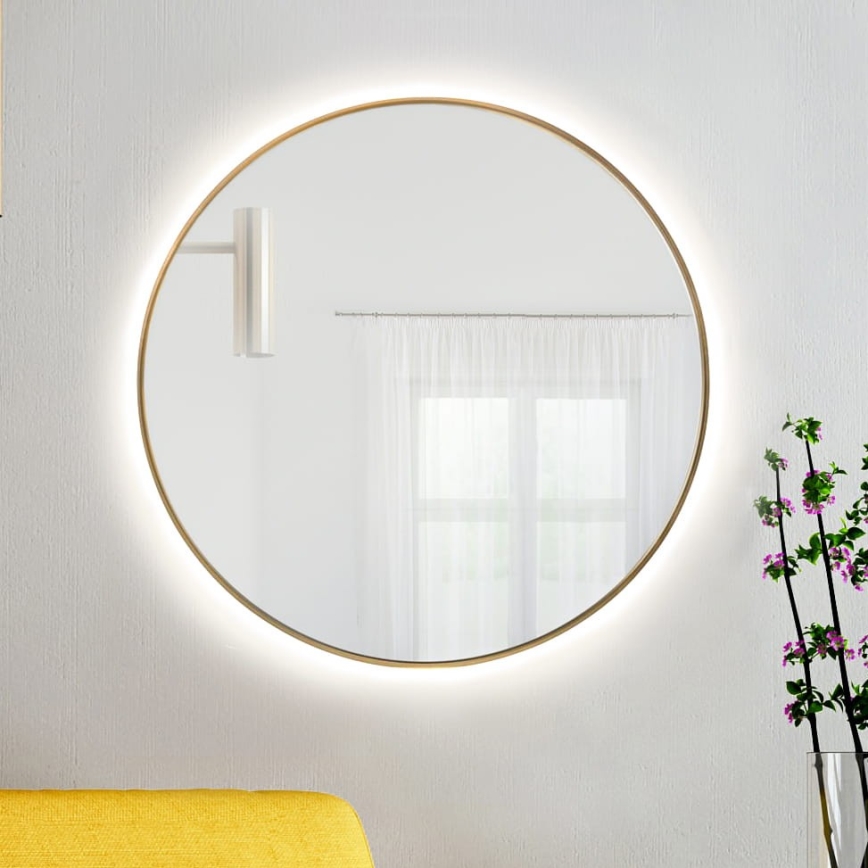Baltica Design - Επιτοίχιος καθρέφτης μπάνιου με φωτισμό LED BRIGHT LED/15W/230V 4500K Ø 100 εκ. IP65, χρυσός