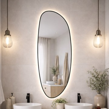 Baltica Design - Επιτοίχιος καθρέφτης μπάνιου με φωτισμό LED STONE FLUID LED/15W/230V 4500K 155x50 cm IP65 μαύρος