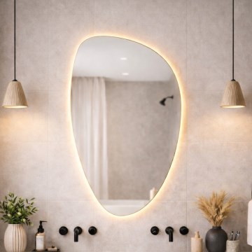 Baltica Design - Επιτοίχιος καθρέφτης μπάνιου με ενσωματωμένο φωτισμό STONE FLUID LED/15W/230V 2700K 92x55 cm IP65