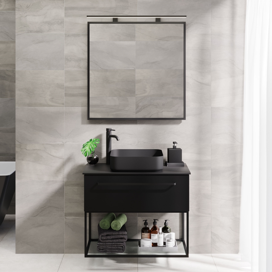 BATH DELUXE 01-080-05-02-00 - Μπάνιου καθρέφτης BORGSTED 80x80 cm μαύρο