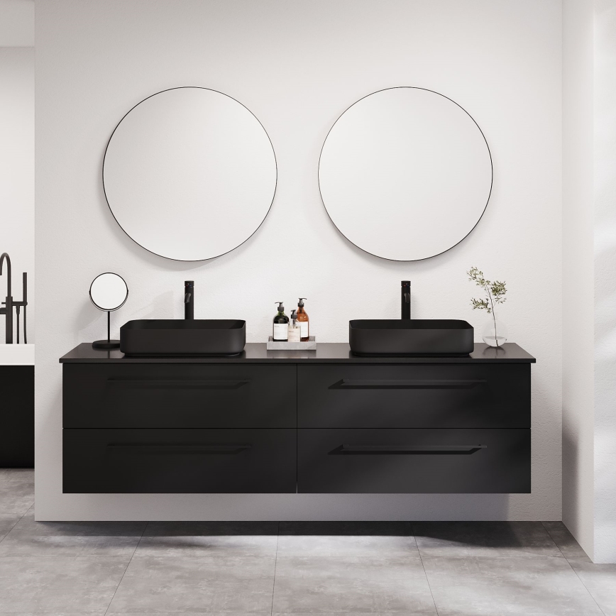 BATH DELUXE 01-080-09-02-00 - Μπάνιου καθρέφτης BORGSTED διάμετρος 80 cm μαύρο