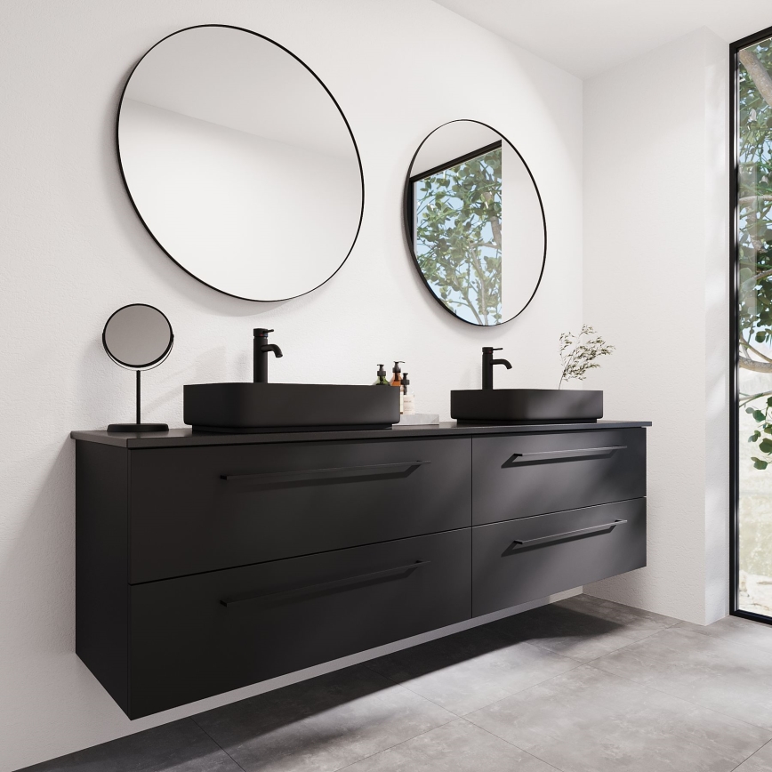 BATH DELUXE 01-080-09-02-00 - Μπάνιου καθρέφτης BORGSTED διάμετρος 80 cm μαύρο