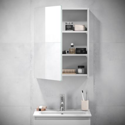 BATH DELUXE 02-050-63-01-01 - Καθρέπτης μπάνιου με ντουλάπι KENWOOD 65x50 cm λευκό ματ