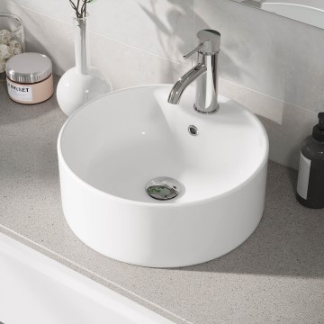 BATH DELUXE 06-038-09-11-00 - Νιπτήρας για τοποθέτηση πάνω σε πάγκο VIKEDAL Ø 38 cm, κεραμικός/λευκός