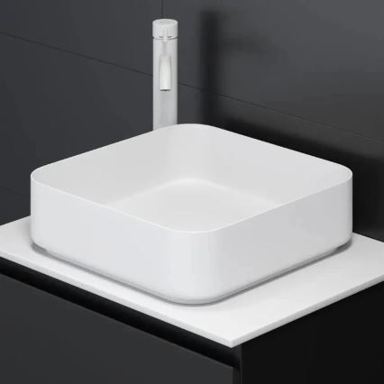 BATH DELUXE 06-040-17-01-00 - Επιτραπέζιος νιπτήρας LJORDAL 40x40 cm ανοξείδωτο ατσάλι/ματ λευκό