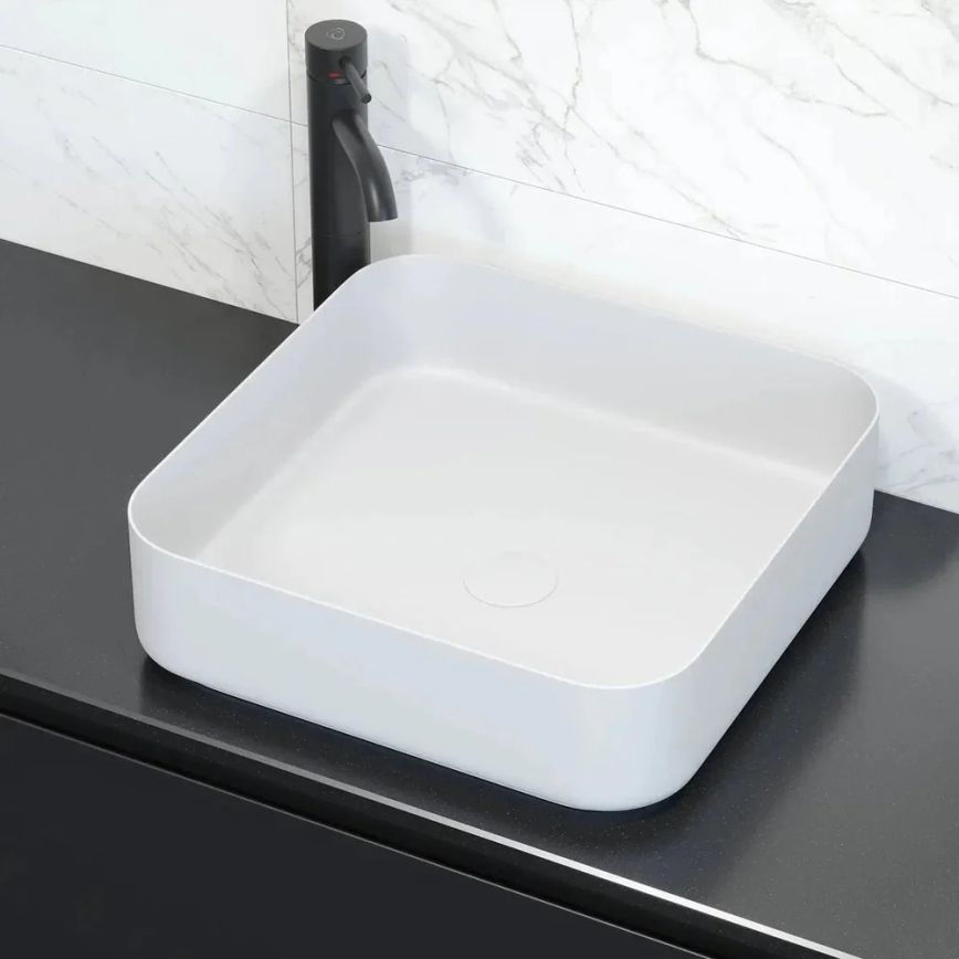 BATH DELUXE 06-040-17-01-00 - Επιτραπέζιος νιπτήρας LJORDAL 40x40 cm ανοξείδωτο ατσάλι/ματ λευκό