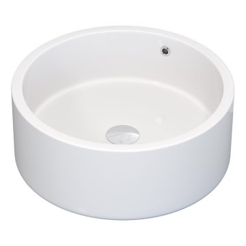 BATH DELUXE 06-041-53-11-00 - Επιτραπέζιος νιπτήρας RUNDTOM Ø 41,5 cm κεραμικός/γυαλιστερό λευκό