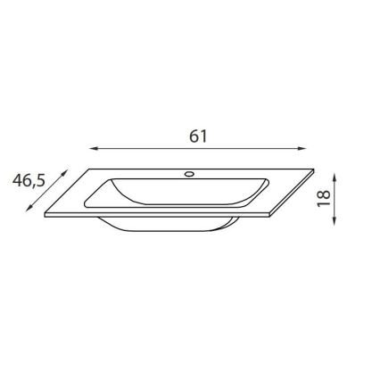 BATH DELUXE 06-060-60-11-01 - Ένθετος νιπήρας μπάνιου CHICAGO 61x46,5 cm γυαλιστερό λευκό