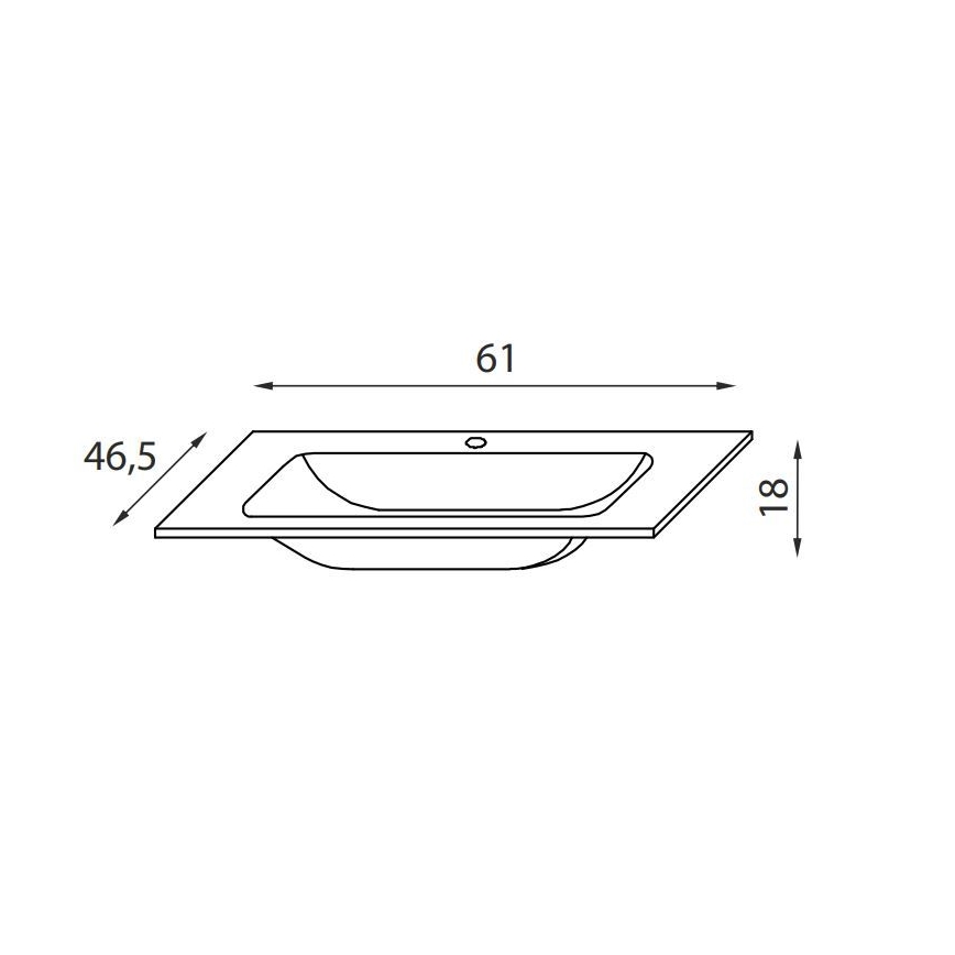 BATH DELUXE 06-060-60-11-01 - Ένθετος νιπήρας μπάνιου CHICAGO 61x46,5 cm γυαλιστερό λευκό
