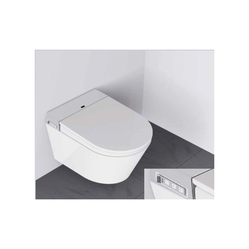 BATH DELUXE 21-040-02-11-00 - Λεκάνη κρεμαστή με μπιντέ και κάλυμμα καθίσματος SoftClose TISVILDELEJE 1600W/230V λευκό + τηλεχειριστήριο