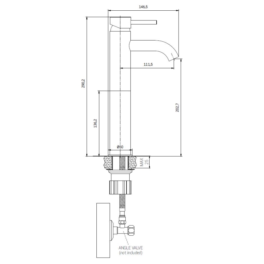 BATH DELUXE 28-005-02-01-00 - Μπαταρία νιπτήρος DRAGOR 29 cm λευκό ματ