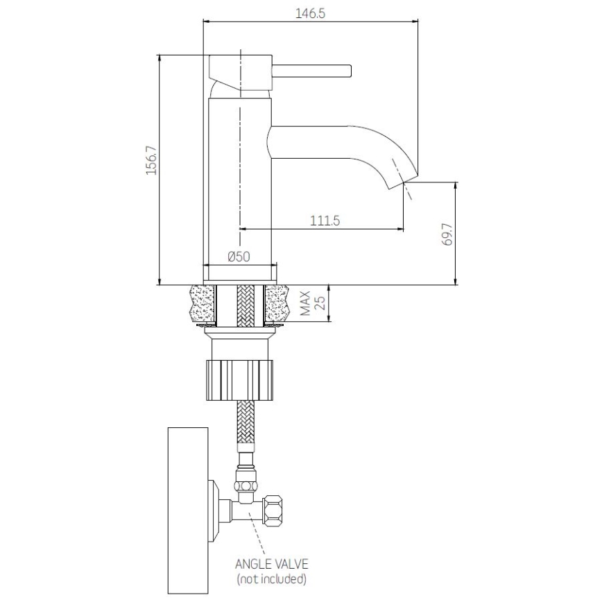 BATH DELUXE 28-005-03-02-00 - Μπαταρία νιπτήρος ANHOLT 15,6 cm ματ μαύρο