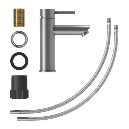 BATH DELUXE 28-017-03-73-02 - Μπαταρία νιπτήρος RINGSTED 17,8 cm powdered γκρι