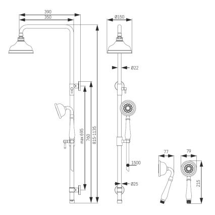 BATH DELUXE 31-120-04-64-00 - Σετ μπάνιου AEROSKOBING γυαλιστερό ορείχαλκος